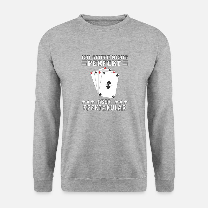 SPIELKARTEN ICH SPIELE NICHT PERFEKT - Unisex Pullover - Weißgrau meliert