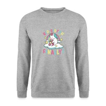 Big Sister Finally Unicorn, design pour filles - Sweat-shirt Unisexe - gris chiné - Devant - Alina (178cm) & Michal (187cm)