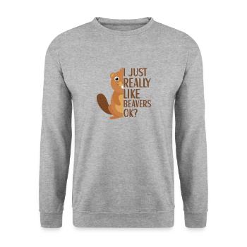 Bieber Funny Beaver Dam Rodent Kids - Unisex Sweatshirt - salt & pepper - Front - Alina (178cm) & Michal (187cm)