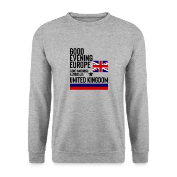 Britischer Eurovision Song Contest - Unisex Pullover - Weißgrau meliert - Vorne - Alina (178cm) & Michal (187cm)