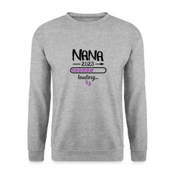 Grand-mère 2023 Chargement Grossesse Naissance grand-mère - Sweat-shirt Unisexe - gris chiné - Devant - Alina (178cm) & Michal (187cm)