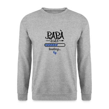Papa 2023 Loading Schwangerschaft Vater Geburt - Unisex Pullover - Weißgrau meliert - Vorne - Alina (178cm) & Michal (187cm)