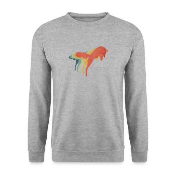 Fox retro color vintage - Sweat-shirt Unisexe - gris chiné - Devant - Alina (178cm) & Michal (187cm)