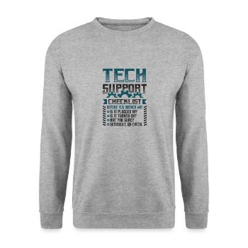 Funny Tech Support Checklist Helpdesk - Unisex Sweatshirt - salt & pepper - Front - Alina (178cm) & Michal (187cm)