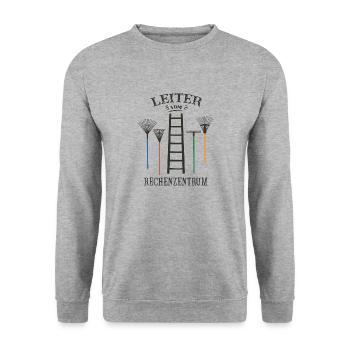 Leiter vom Rechenzentrum - Unisex Pullover - Weißgrau meliert - Vorne - Alina (178cm) & Michal (187cm)