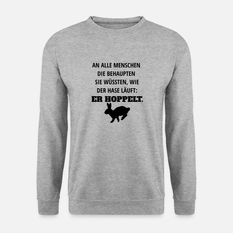 Spruch Ostern Hase lustig - Unisex Pullover - Weißgrau meliert