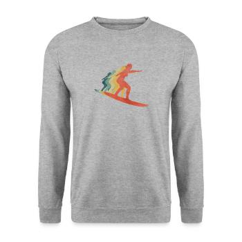 Surfing woman Wave Girl Retro Vintage Color - Unisex Sweatshirt - salt & pepper - Front - Alina (178cm) & Michal (187cm)