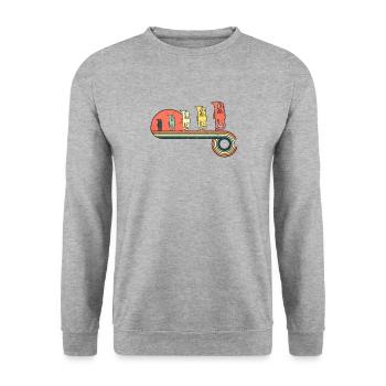 Flugelhorn Vintage Sunset Rainbow Farbe - Unisex Pullover - Weißgrau meliert - Vorne - Alina (178cm) & Michal (187cm)