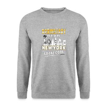 DARMSTADT IST WIE NEW YORK - Unisex Pullover - Weißgrau meliert - Vorne - Alina (178cm) & Michal (187cm)