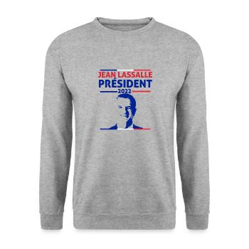 Jean Lassalle Présidentielles 2022 - Jean Lassalle - Sweat-shirt Unisexe - gris chiné - Devant - Alina (178cm) & Michal (187cm)