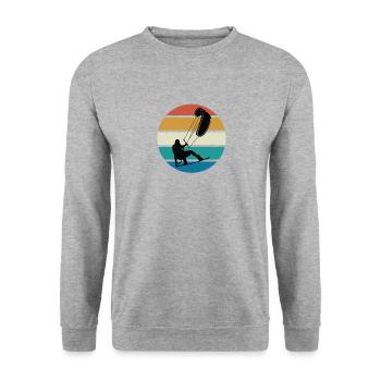 Vintage Kiteboarding, Kiteboarder - Unisex Pullover - Weißgrau meliert - Vorne - Alina (178cm) & Michal (187cm)