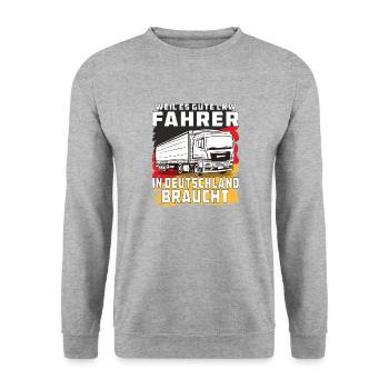 GUTE LKW FAHRER IN DEUTSCHLAND - Unisex Pullover - Weißgrau meliert - Vorne - Alina (178cm) & Michal (187cm)