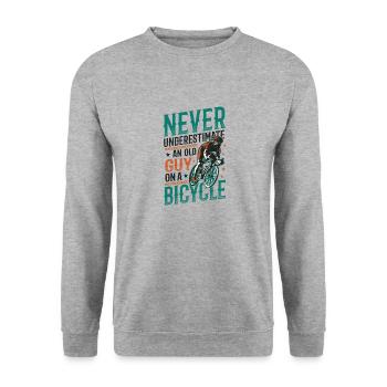 Never underestimate an old man on a bike - Unisex Sweatshirt - salt & pepper - Front - Alina (178cm) & Michal (187cm)