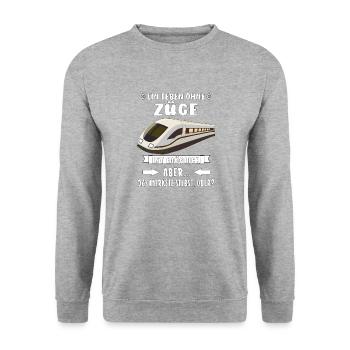 EIN LEBEN OHNE ZÜGE IST MÖGLICH - Unisex Pullover - Weißgrau meliert - Vorne - Alina (178cm) & Michal (187cm)