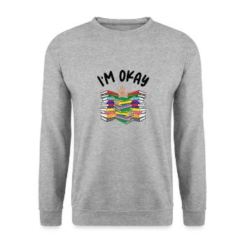 Bücherwurm Lesen Literatur Bücherei Buch - Unisex Pullover - Weißgrau meliert - Vorne - Alina (178cm) & Michal (187cm)