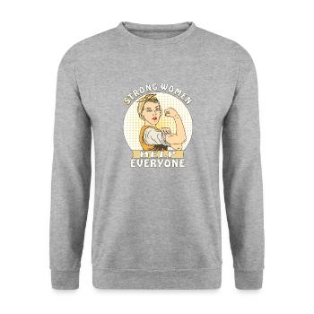 STRONG WOMEN HELP EVERYONE - Unisex Sweatshirt - salt & pepper - Front - Alina (178cm) & Michal (187cm)