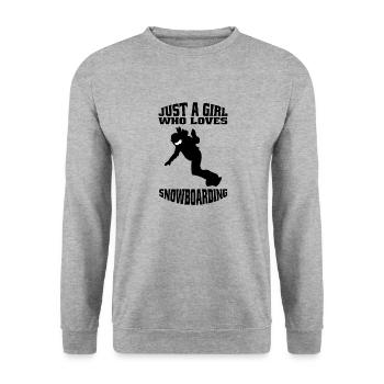 Snowboarderin Snowboard Mädchen Snowboardfahrerin - Unisex Pullover - Weißgrau meliert - Vorne - Alina (178cm) & Michal (187cm)
