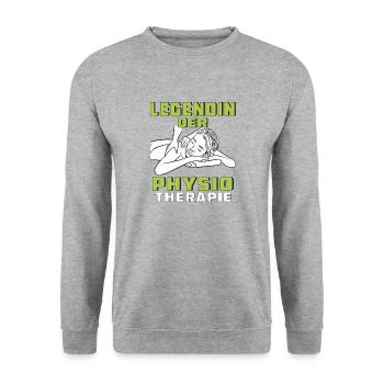 LEGENDIN DER PHYSIOTHERAPIE - Unisex Pullover - Weißgrau meliert - Vorne - Alina (178cm) & Michal (187cm)