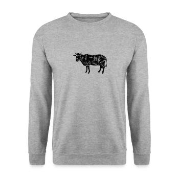 Cow Butcher Beef Cuts Diagram - Meat Cutting - Unisex Sweatshirt - salt & pepper - Front - Alina (178cm) & Michal (187cm)