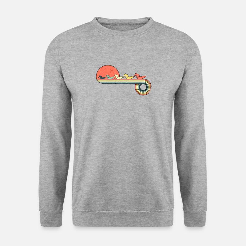 Surfen Surfer Board Retro Vintage Sunset Rainbow - Unisex Pullover - Weißgrau meliert