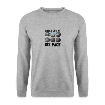 Pilot Aviation Découvrez mon avion Six Pack - - Sweat-shirt Unisexe - gris chiné - Devant - Alina (178cm) & Michal (187cm)