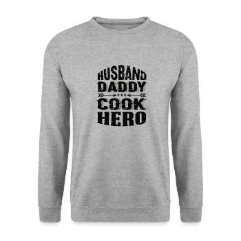 Mari Papa Cuisinier Héros - Sweat-shirt Unisexe - gris chiné - Devant - Alina (178cm) & Michal (187cm)