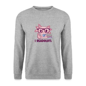I Readolotl Axolotl - Unisex Sweatshirt - salt & pepper - Front - Alina (178cm) & Michal (187cm)