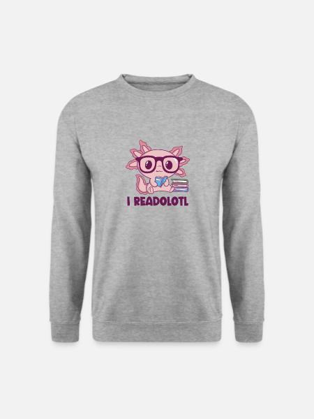 I Readolotl Axolotl - Unisex Pullover - Weißgrau meliert