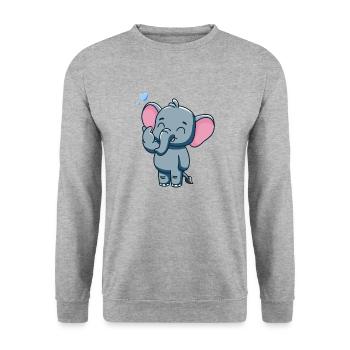 Süßer Baby Elefant mit Herz - Unisex Pullover - Weißgrau meliert - Vorne - Alina (178cm) & Michal (187cm)