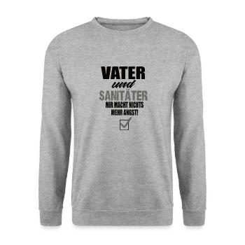Vater und Sanitäter - Unisex Pullover - Weißgrau meliert - Vorne - Alina (178cm) & Michal (187cm)