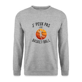j'peux pas j'ai basket - Basketball - basket-ball - Sweat-shirt Unisexe - gris chiné - Devant - Alina (178cm) & Michal (187cm)