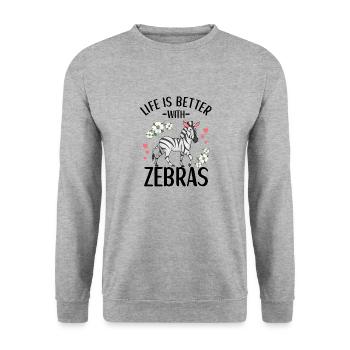 Tenue Zebra pour Zebra Lovers Femmes - Sweat-shirt Unisexe - gris chiné - Devant - Alina (178cm) & Michal (187cm)