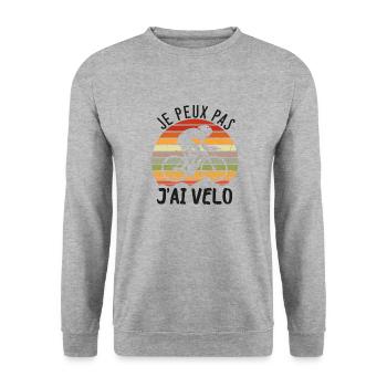 j'peux pas j'ai vélo - Sweat-shirt Unisexe - gris chiné - Devant - Alina (178cm) & Michal (187cm)