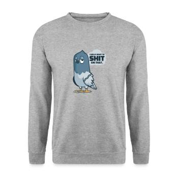 Taube Pooping Comics Vogel Fan Wildlife - Unisex Pullover - Weißgrau meliert - Vorne - Alina (178cm) & Michal (187cm)