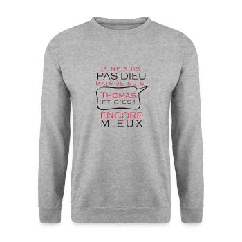 Cadeau anniversaire pour Thomas - Sweat-shirt Unisexe - gris chiné - Devant - Alina (178cm) & Michal (187cm)