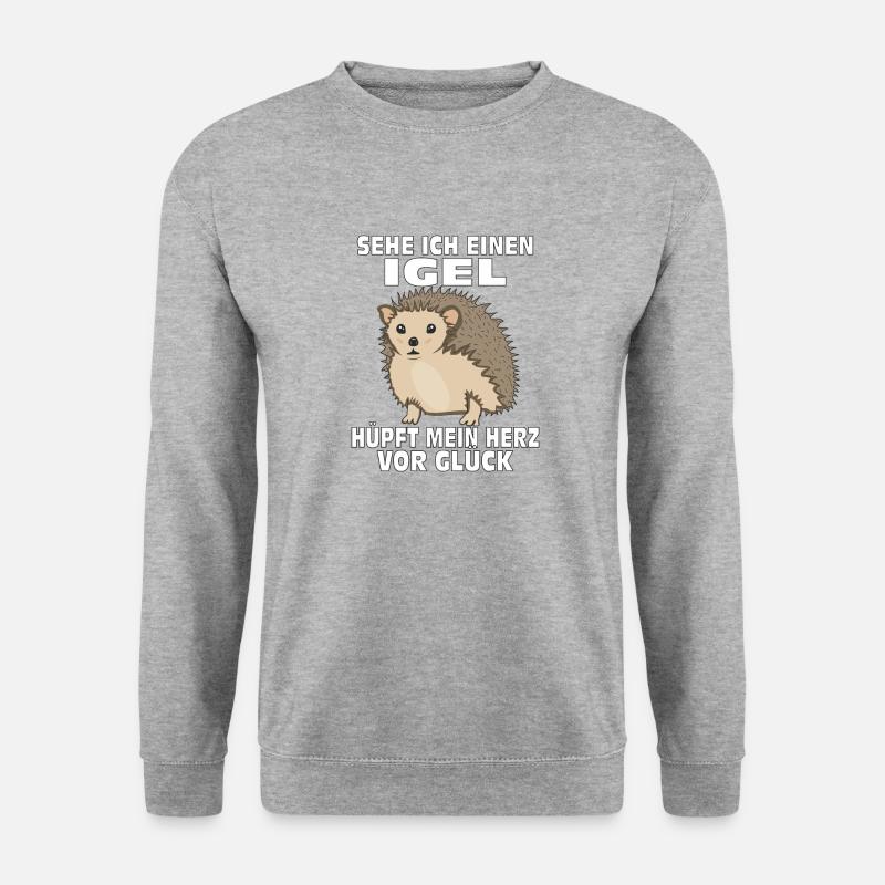 SEHE ICH EINEN IGEL - Unisex Pullover - Weißgrau meliert