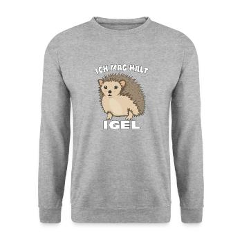 ICH MAG HALT IGEL - Unisex Pullover - Weißgrau meliert - Vorne - Alina (178cm) & Michal (187cm)