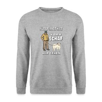 NUR SPINNER HIER KOMM SCHAF - Unisex Pullover - Weißgrau meliert - Vorne - Alina (178cm) & Michal (187cm)