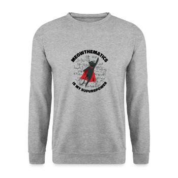 Math Cat Meowthematics Supurrpower Cat Owner - Unisex Pullover - Weißgrau meliert - Vorne - Alina (178cm) & Michal (187cm)