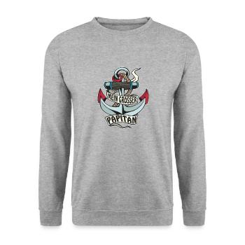 ANKER MEIN GROSSER PAPITÄN - Unisex Pullover - Weißgrau meliert - Vorne - Alina (178cm) & Michal (187cm)