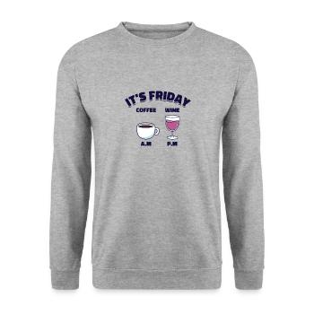 Vendredi Café Vin Boire Caféine Alcool - Sweat-shirt Unisexe - gris chiné - Devant - Alina (178cm) & Michal (187cm)