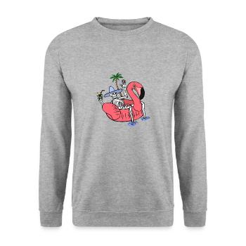 Skeleton on Summer Holiday - Unisex Sweatshirt - salt & pepper - Front - Alina (178cm) & Michal (187cm)