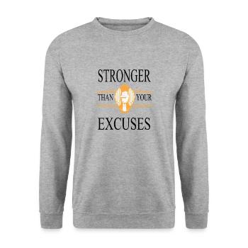 stronger than your excuses - Unisex Pullover - Weißgrau meliert - Vorne - Alina (178cm) & Michal (187cm)
