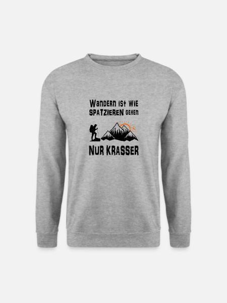 wandern ist wie spatzieren nur krasser - Unisex Pullover - Weißgrau meliert