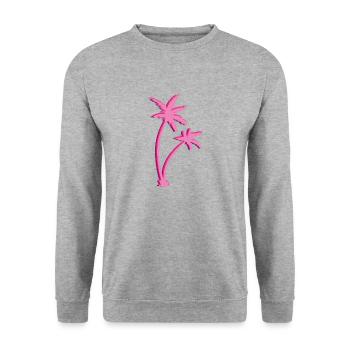Palmen - Unisex Pullover - Weißgrau meliert - Vorne - Alina (178cm) & Michal (187cm)
