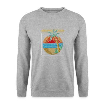 Palmen - Unisex Pullover - Weißgrau meliert - Vorne - Alina (178cm) & Michal (187cm)