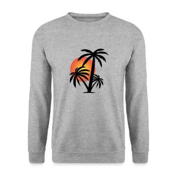 Palmen - Unisex Pullover - Weißgrau meliert - Vorne - Alina (178cm) & Michal (187cm)