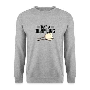 Dumpling Asian Food Chinese Food Fan - Unisex Sweatshirt - salt & pepper - Front - Alina (178cm) & Michal (187cm)
