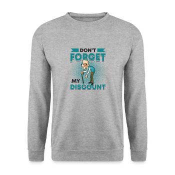 Vergessen Sie nicht meinen Rabatt. - Unisex Pullover - Weißgrau meliert - Vorne - Alina (178cm) & Michal (187cm)