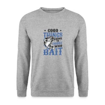 Things come to those who bait fish fishing - Unisex Sweatshirt - salt & pepper - Front - Alina (178cm) & Michal (187cm)